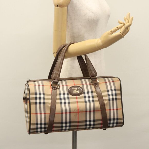 Burberrys Nova Check Boston Bag Canvas Beige - Picture 15 of 16